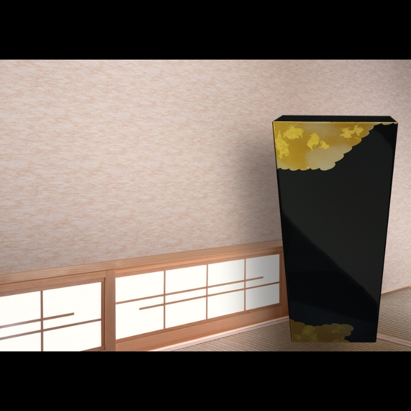蒔絵調 ダストボックス L角 9.5L 金雲ブラック タツクラフト 【Tk151】【ttcf030】