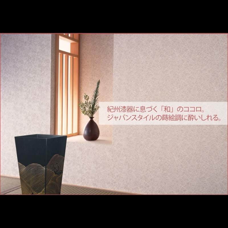 蒔絵調 ダストボックス L角 9.5L 波ブラック タツクラフト 【Tk149】【ttcf028】