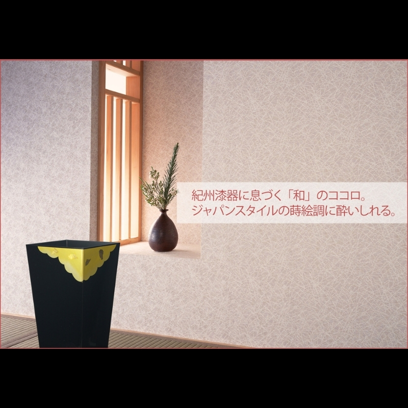 蒔絵調 ダストボックス L角 9.5L 金雲ブラック タツクラフト 【Tk151】【ttcf030】