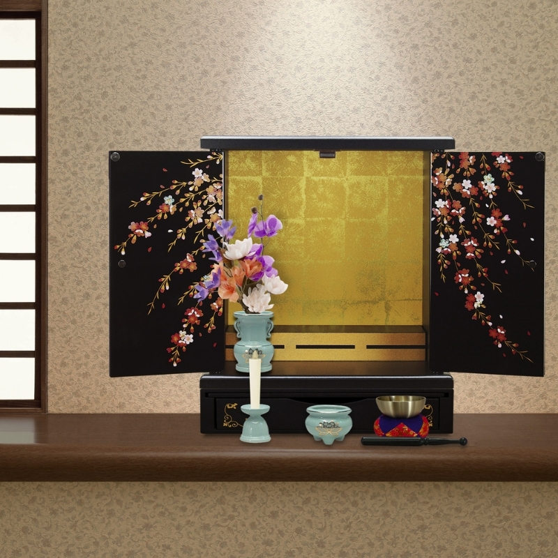タツクラフト 紀州塗り ミニ仏壇 雅 大 しだれ桜 【Tk168】【ttcf040】