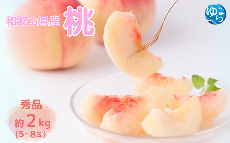 和歌山県産 桃 5玉～8玉 約2kg 秀品 2025年7月上旬から2025年8月下旬発送予定 【US36】【uts063】