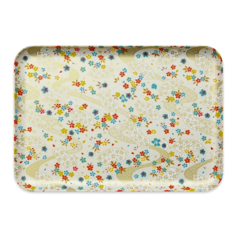 タツクラフト 友禅和紙トレー M 33cm 2枚セット 桜扇 金流水 【Tk312】【ttcf121】