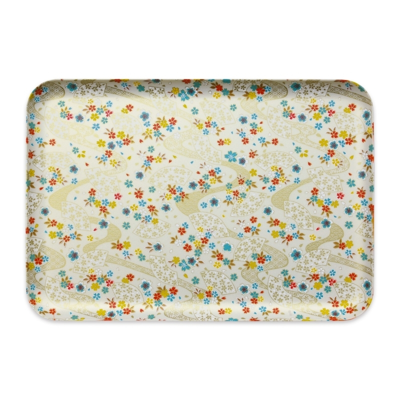 タツクラフト 友禅和紙トレー L 39cm 2枚セット 桜扇 金流水 【Tk326】【ttcf135】