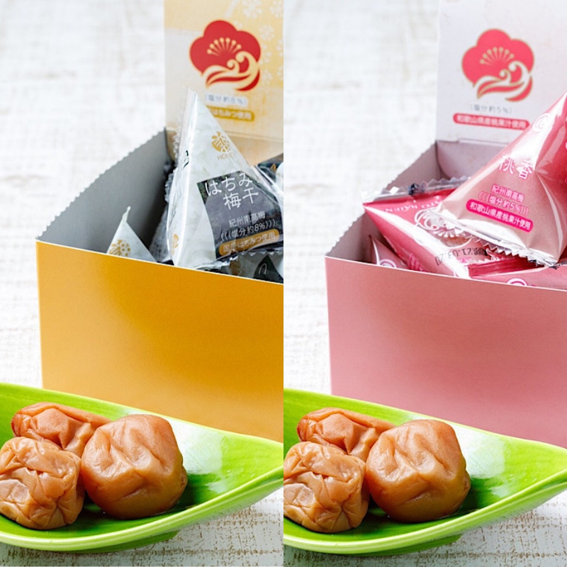 紀州南高梅 はちみつ梅干＆桃の梅干（テトラピロー）各12個入り 【US11】【uts030】