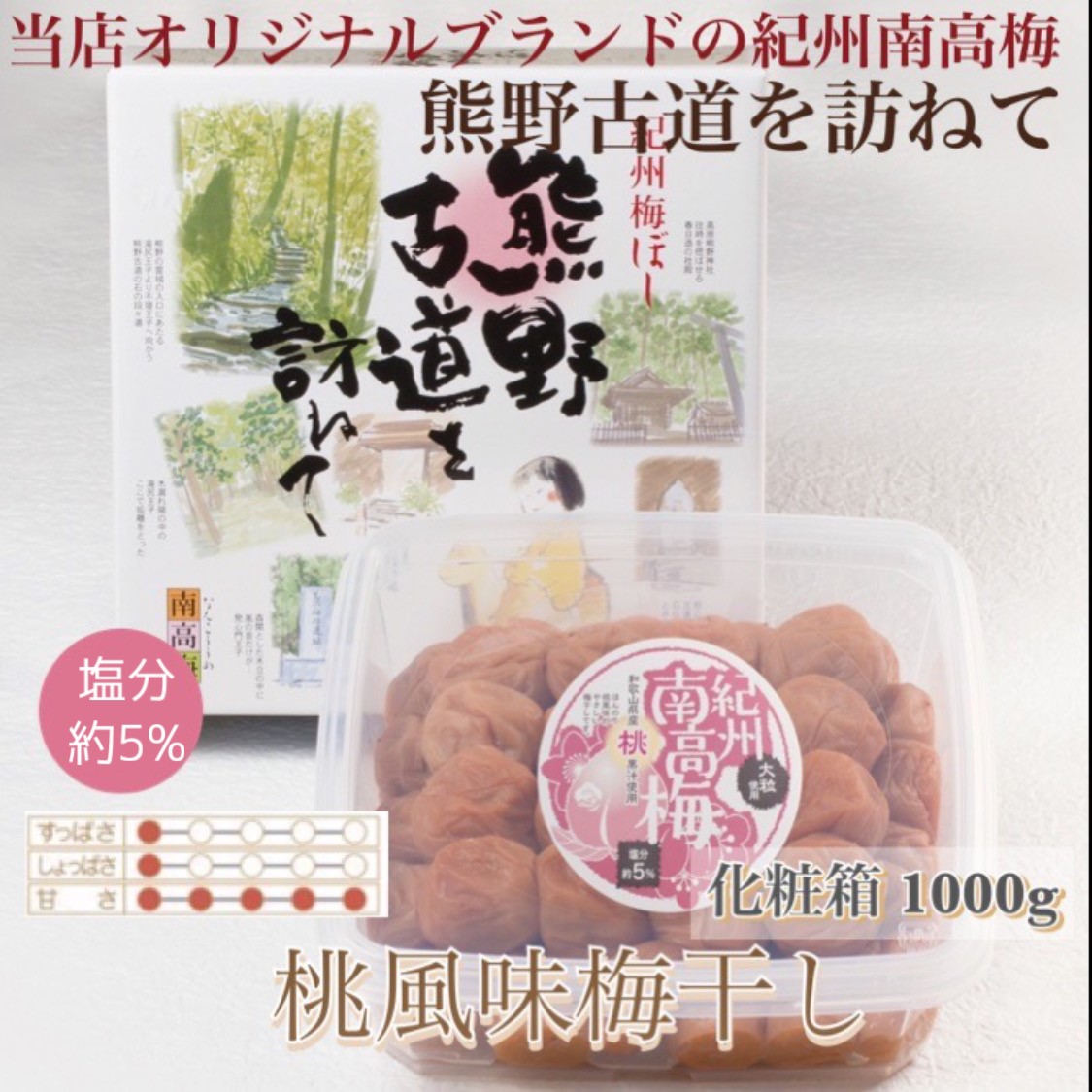 【贈答用】紀州南高梅 桃風味梅干 1000g 化粧箱入 【US24】【uts033】