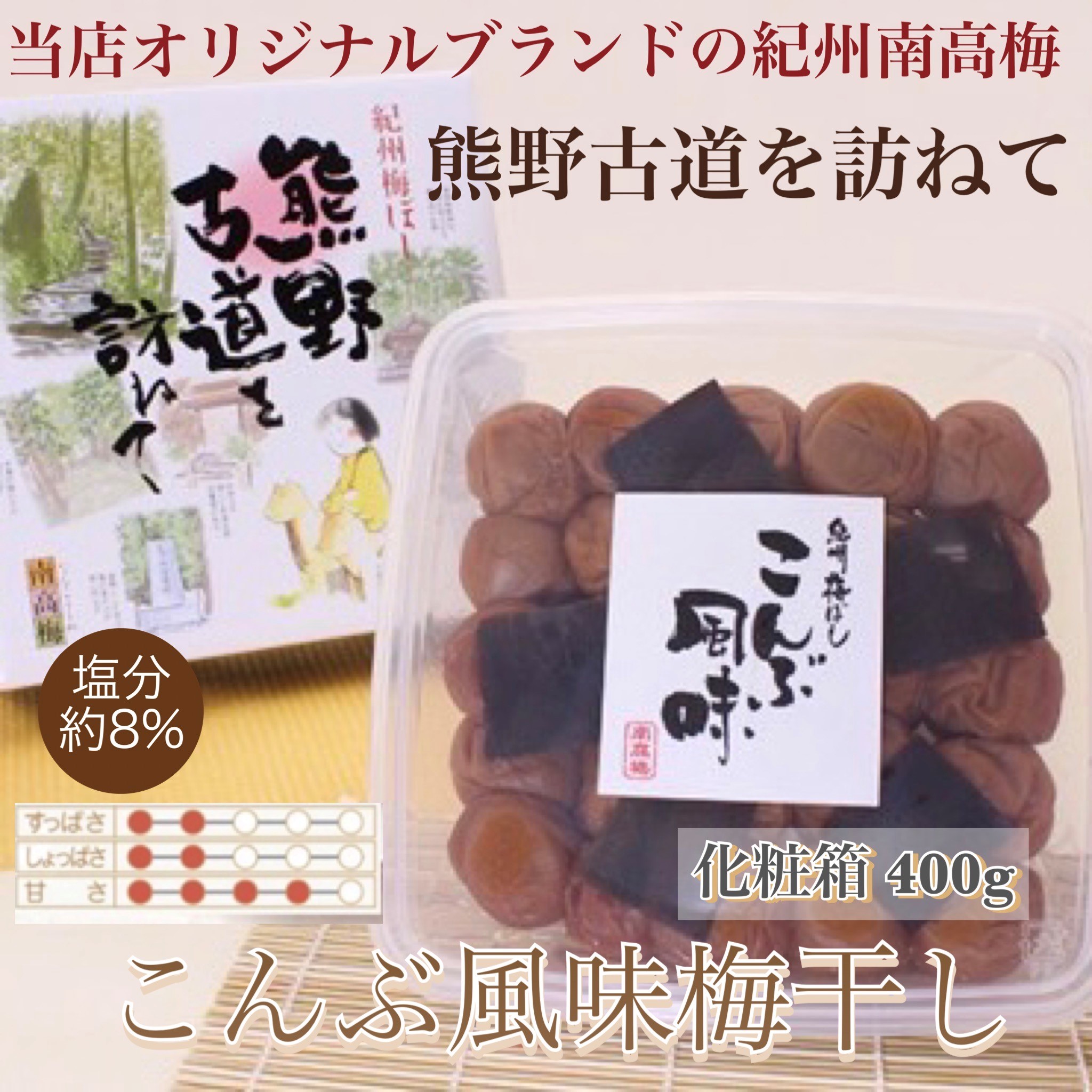 【贈答用】紀州南高梅 こんぶ風味梅干 400g 化粧箱入 【US20】【uts041】