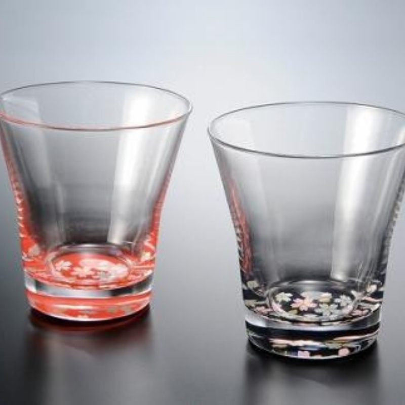 紀州漆器 タンブラーグラス 蒔絵 桜 ペア 赤 黒【YG18】【yma302】