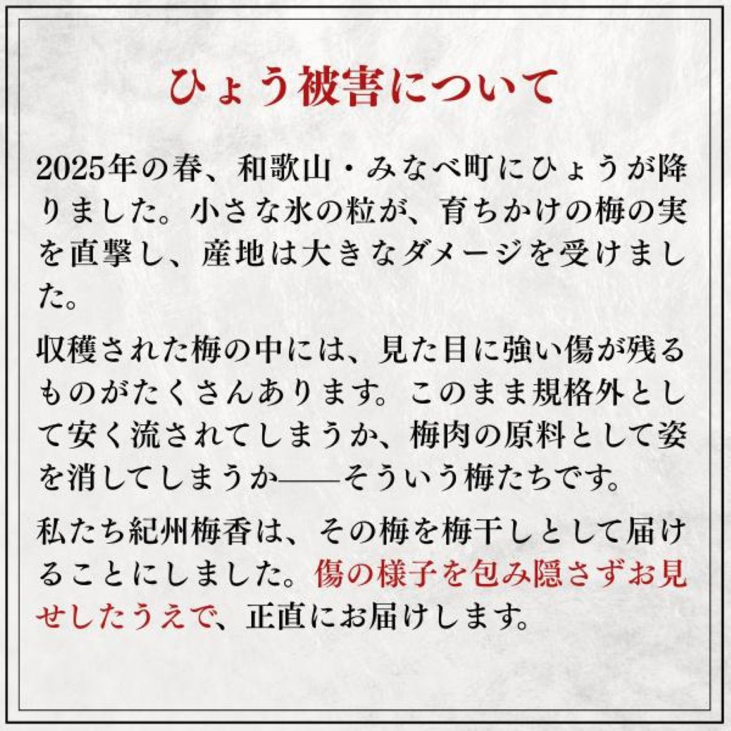 無添加梅干し ひょう被害エール規格外昔ながらの梅干し 塩のみで漬けたすっぱい梅干し 1kg（500gパック×2個） 塩分20% 20-HYO ［KU13］