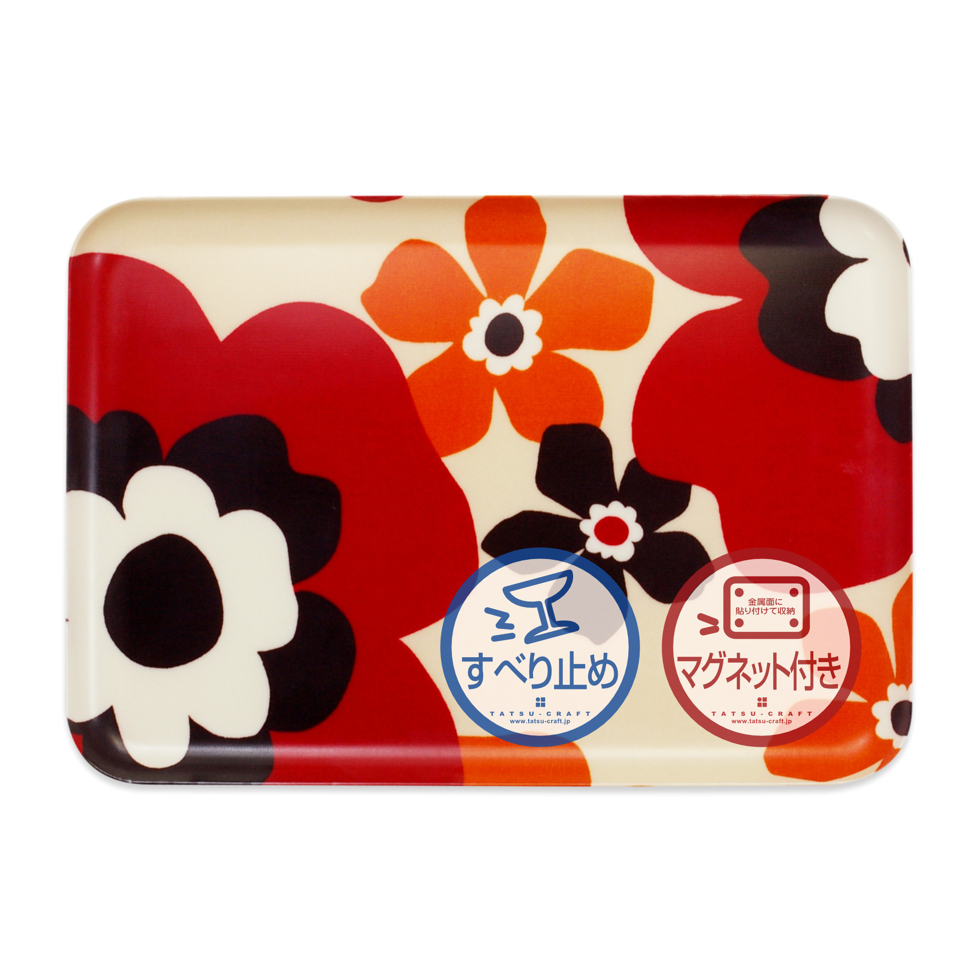 TATSU-CRAFT マグネットトレー M 33cm フフラ SR サンシャインレッド すべり止め付き ［Tk1090］