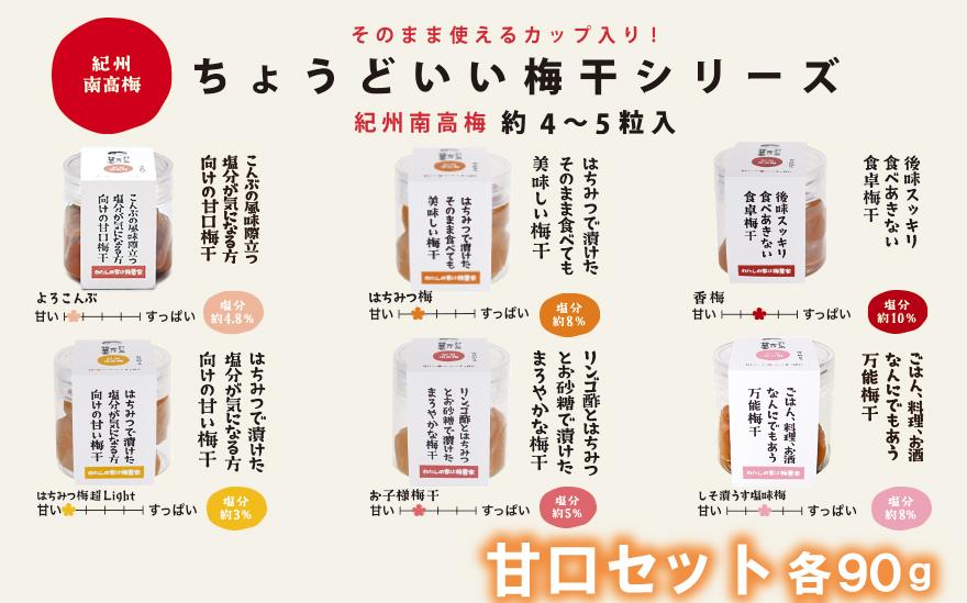 ちょうどいい梅干セット 【甘口セット】各90ｇ×6種 （約4～5粒入） iwasho016A