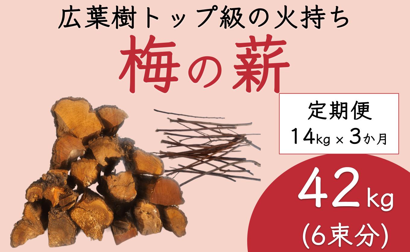 【定期便 毎月発送・全3回 】梅の薪 約14kg×3回 梅ボーイズ 広葉樹【 広葉樹トップ級の火持ち】umehkr017A