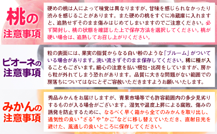 人気フルーツ全3回（7月・9月・11月）定期便 厳選館《7月上旬-11月末頃出荷》和歌山県 日高川町 果物 フルーツ 和歌山の 桃 種なし ピオーネ 有田 みかん 送料無料【配送不可地域あり】{【配送不可地域あり】---wshg_tmttei3_26_43000_7911y3---