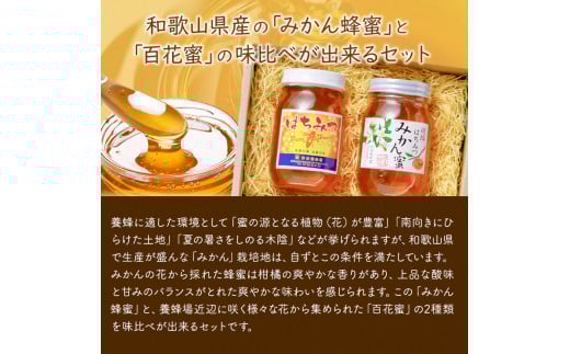 【和歌山県日高川町】みかん蜂蜜と百花蜜蜂蜜２種類セット道の駅SanPin中津《90日以内に出荷予定(土日祝除く)》和歌山県---wshg_spn2_90d_24_22000_2p---