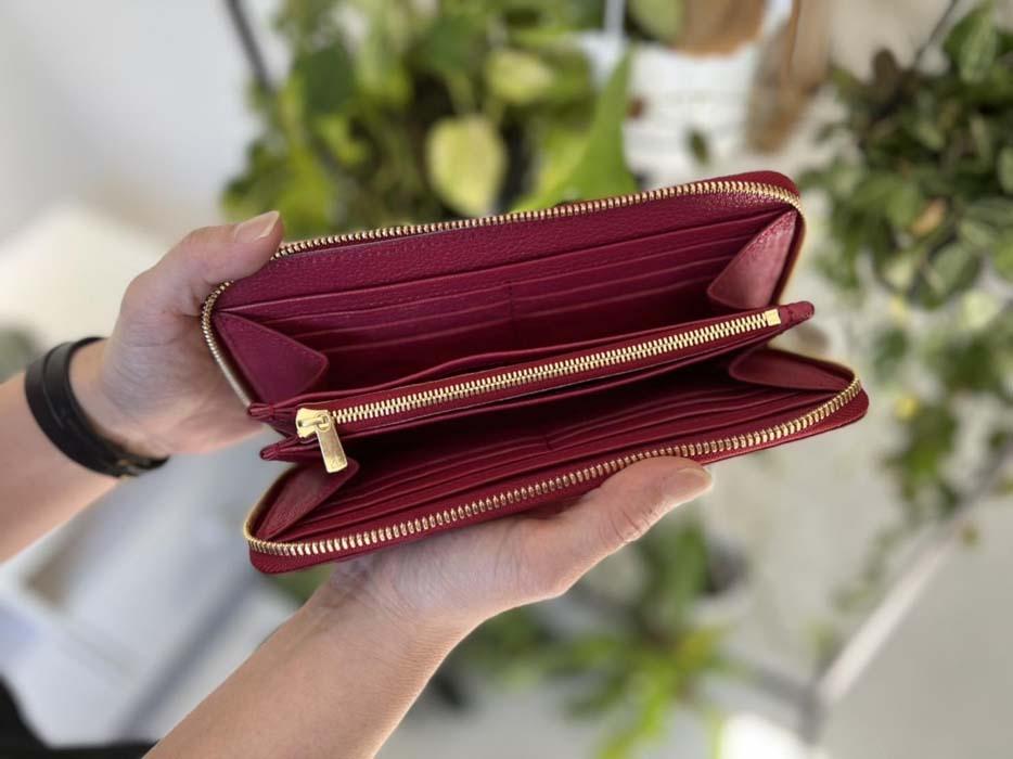 【極上】クロコダイルラウンドファスナー長財布 フレムレッド