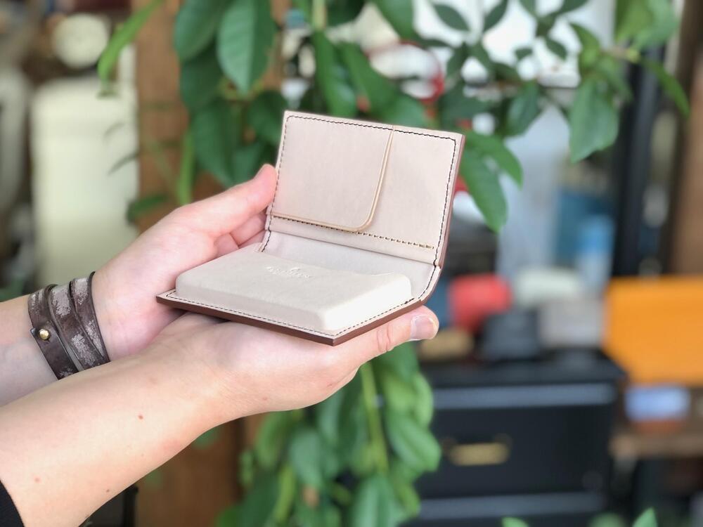 革職人が作る本革名刺入れ/Card case【グリーン】