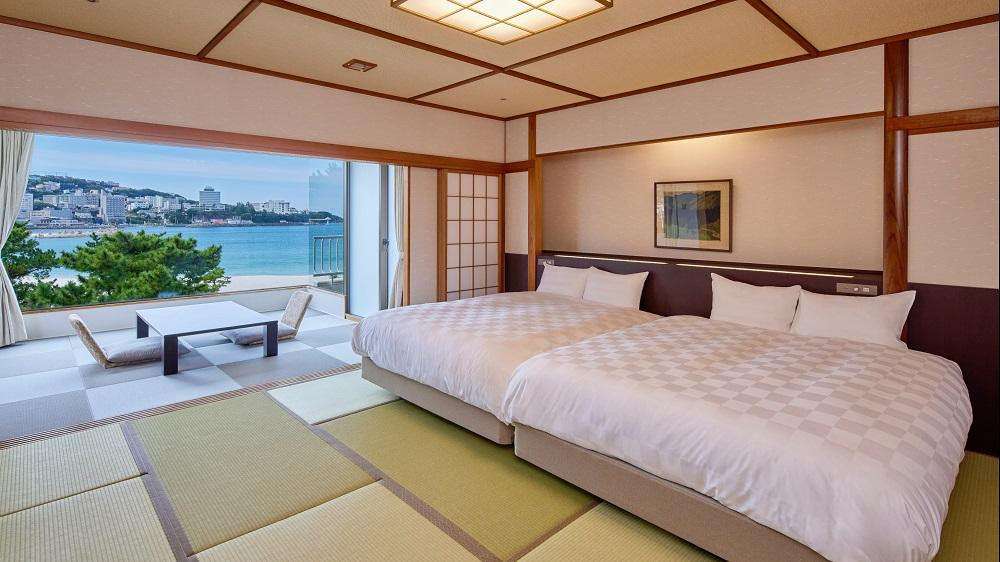 【白良荘グランドホテル】平休日1泊2食付ペア宿泊券《オーシャンビュースーペリア和室ツインベッド》