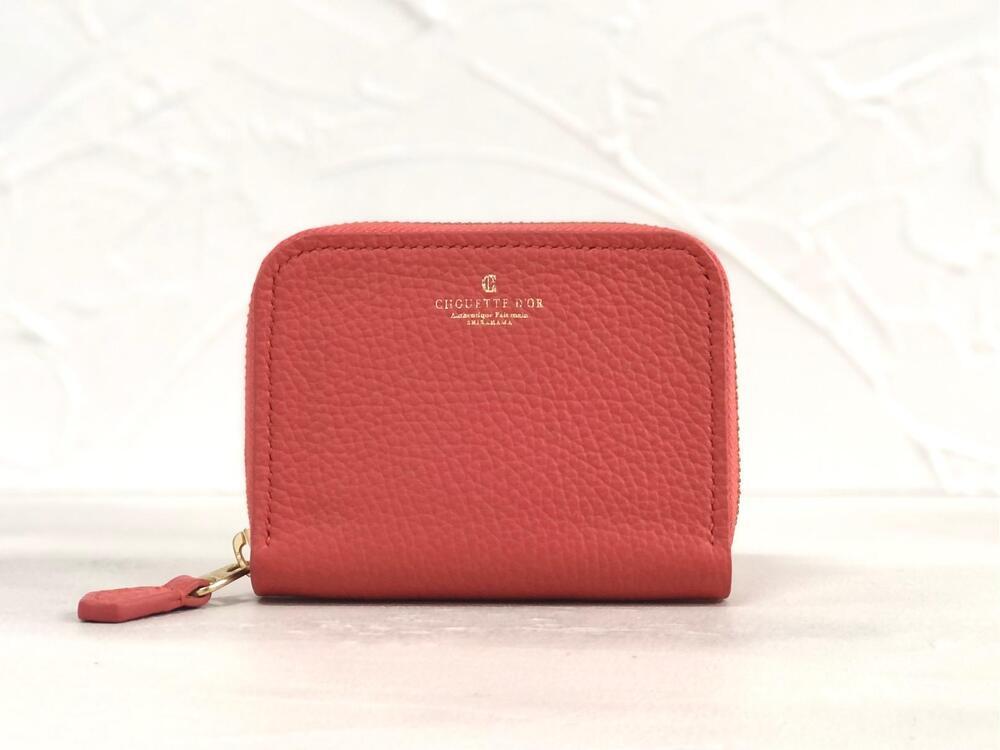 革職人が作る本革コンパクトウォレット【アプリコットピンク】