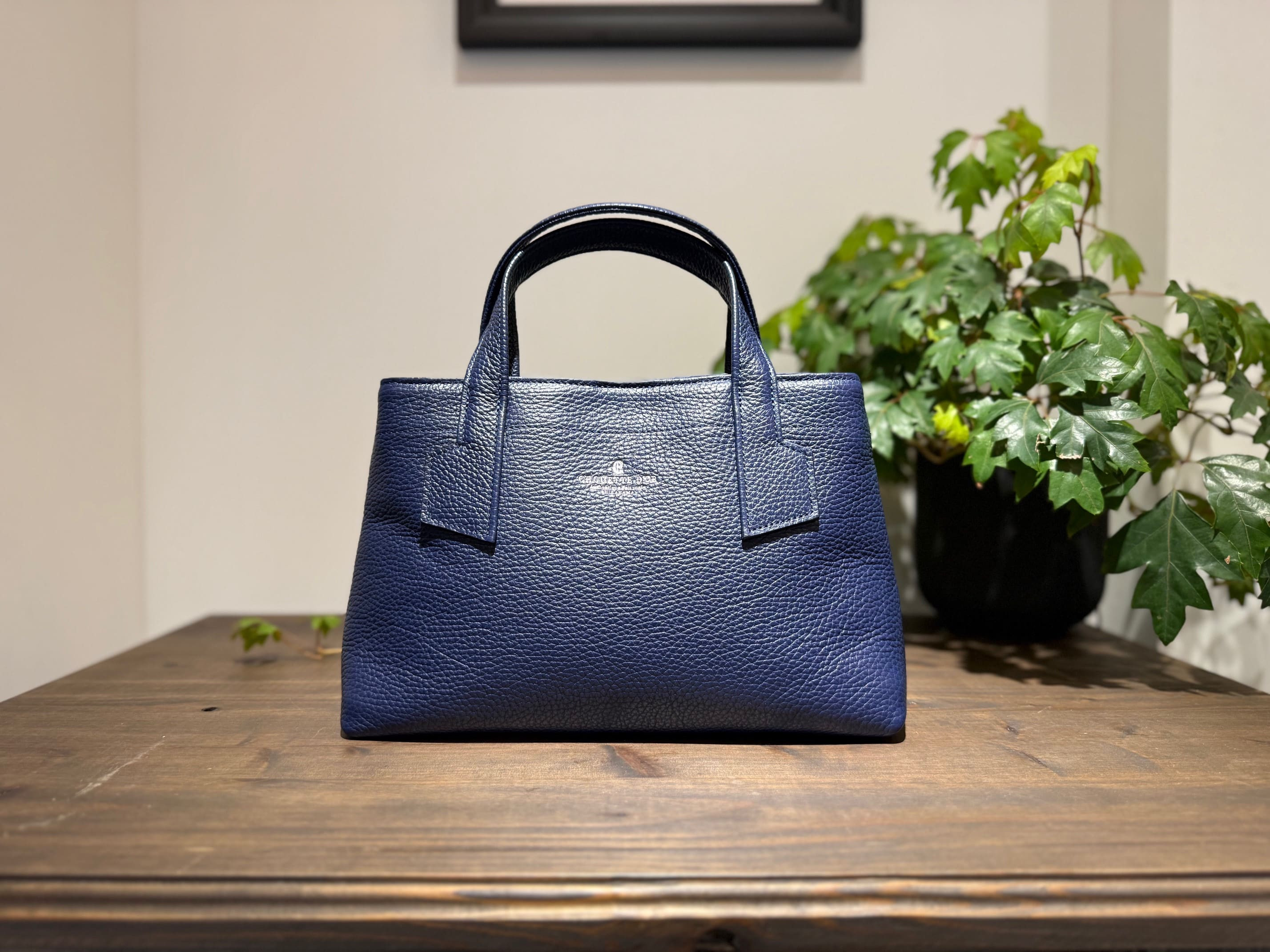 革職人が作った本革トートバッグXSシュリンク[ネイビー]