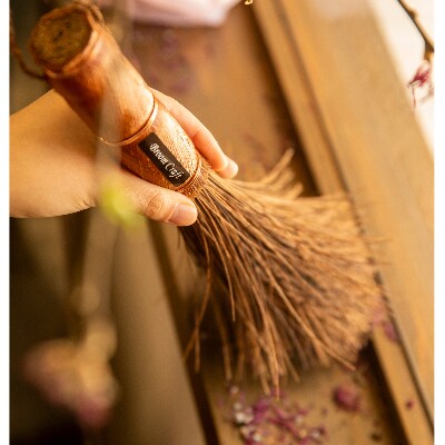 国産シダ手箒　柿渋はりみ塵取りセット