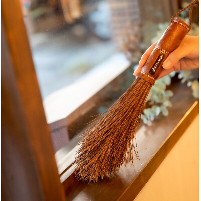 国産シダ手箒　柿渋はりみ塵取りセット