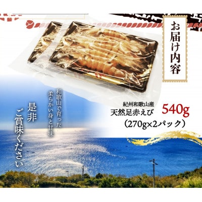 紀州和歌山産天然足赤えび540g(270g×2パック)　化粧箱入【配送不可地域：離島】