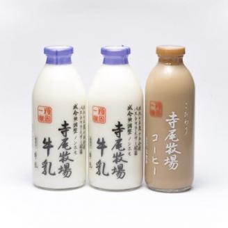 寺尾牧場のこだわり濃厚牛乳(ノンホモ牛乳)2本とコーヒー1本セット(上富田町)【配送不可地域：離島】
