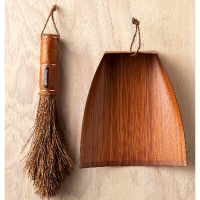 国産シダ手箒　柿渋はりみ塵取りセット