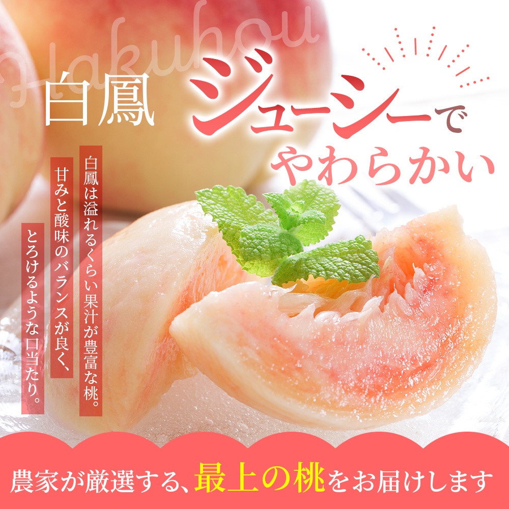【予約受付】桃の王様 白鳳 <特秀品> うれしい食べきり容量 3玉 2026年6月末頃～2026年7月末頃に順次発送予定（お届け日指定不可）/ 桃 もも 白鳳 フルーツ 果物 くだもの 【kgr010】