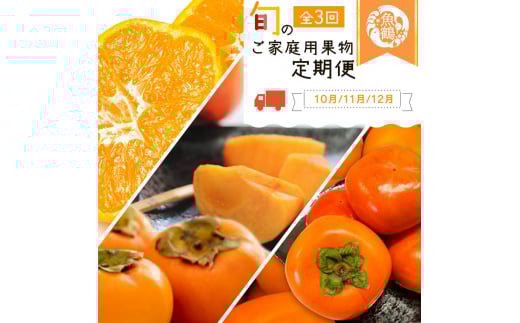 【全3回】紀州和歌山産旬のご家庭用果物定期便 (ひらたねなし柿・富有柿・みかん) / くだもの フルーツ 果物定期便 フルーツ定期便 柿 かき カキ たねなし柿 みかん ミカン 柑橘【tkb379】