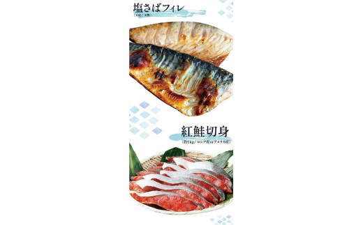 迷ったらコレ！！魚鶴商店の天然紅サケ1kg & 塩さばフィレ6枚セット【uot744B-1】