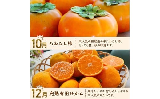 わかやま 旬の フルーツ 定期便 【L】全4回  ※北海道・沖縄・離島への配送不可 （配送日時指定不可）/ 有田みかん まりひめ いちご 桃 柿【ard-tkb911】