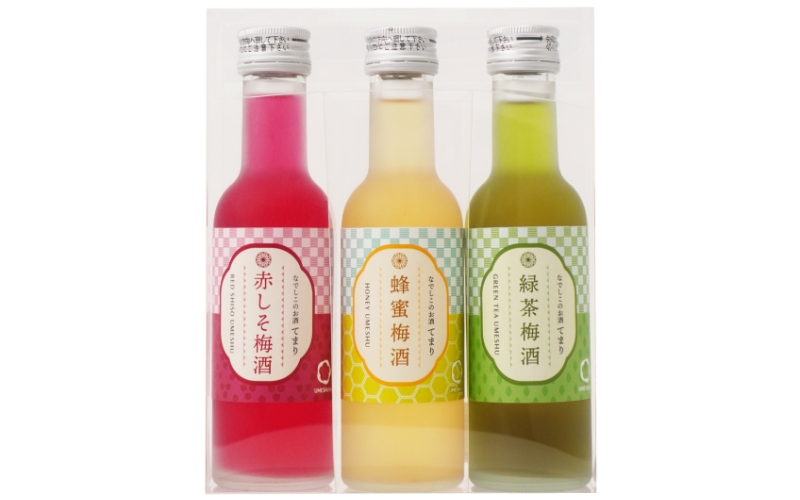 梅酒 なでしこのお酒「てまり」3種飲み比べセット 180ml (赤しそ/蜂蜜/緑茶) / 紀州南高梅 ウメシュ 和歌山 うめ ウメ お酒 酒 うめ酒 南高梅 プレゼント 飲み比べ【kis137A】