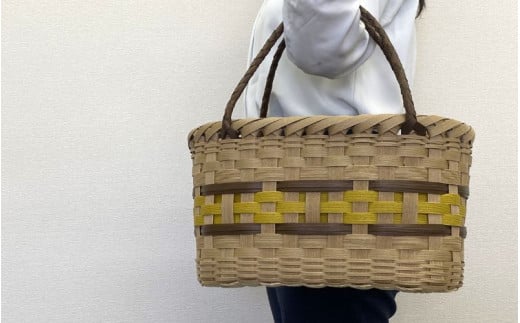 【ハンドメイド】クラフトかごバッグ ―黄色－籠 かご カゴ バッグ エコバッグ 手作り 手づくり かごバッグ カゴバック 籠バッグ かばん カバン ハンドメイドハンドメイドハンドメイドハンドメイド 鞄 【smo002】
