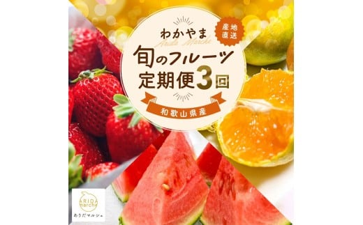 わかやま 旬の くだもの 定期便【Ｓ】 全3回 / フルーツ まりひめ いちご 小玉 すいか ※北海道・沖縄・離島への配送不可 （配送日時指定不可） / 定期便 フルーツ みかん いちご すいか 【ard-tkb908】