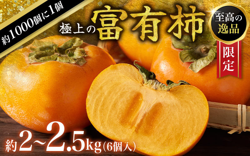 【先行予約】富有柿 2kg～2.5kg 6個入 至高の逸品 約1000個に１個！2026年10月末から11月末頃に順次発送予定（お届け日指定不可）/ 和歌山 柿 かき フルーツ 果物 くだもの 刀根 種無し【kgr013】