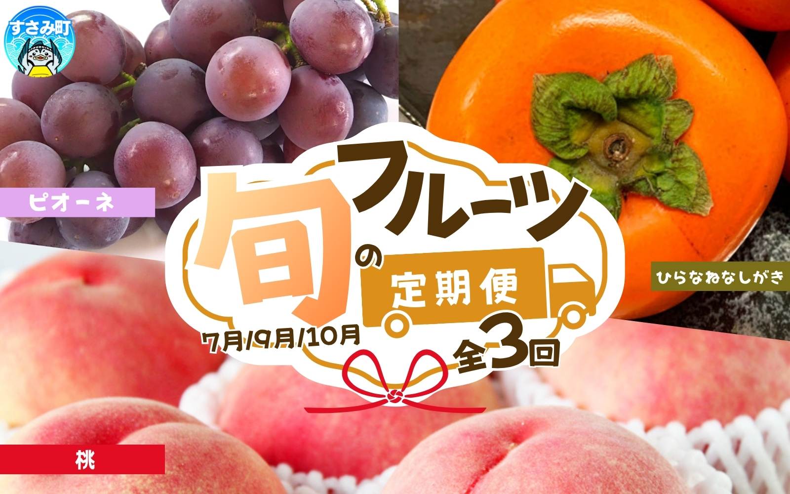 【全3回】紀州和歌山産旬のフルーツ定期便 (桃・ピオーネ・ひらたねなし柿)【tkb371】