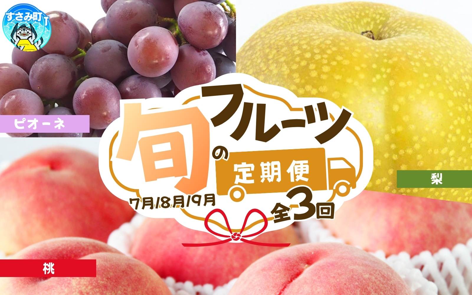 【全3回】紀州和歌山産旬のフルーツ定期便 (桃・梨・ピオーネ) / フルーツ 柑橘 和歌山 もも モモ 梨 なし ぶどう 葡萄 シャインマスカット ピオーネ 紫苑 【tkb424】