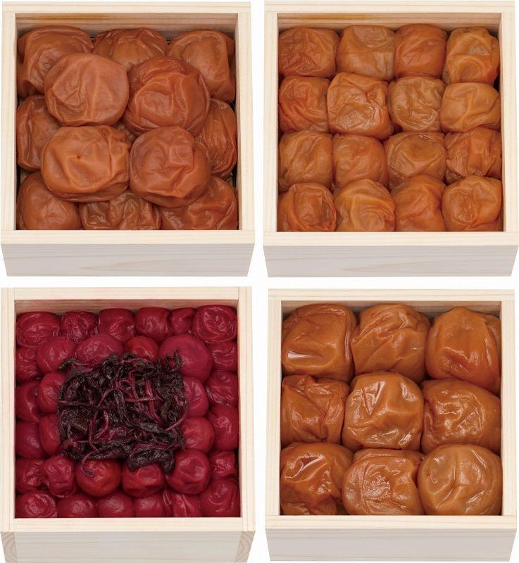 高級南高梅食べ比べ4種計1kg入 紀州塗箱 網代模様仕上 【SW91】