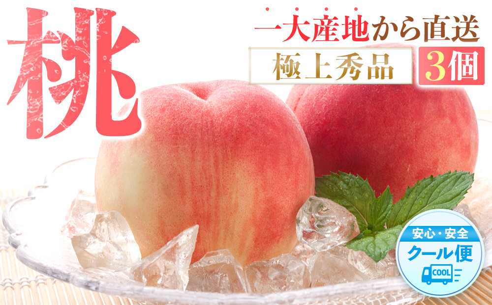 桃 極上秀品 食べきりやすい３個入 ［先行予約］［2026年6月下旬頃より順次発送］こだわり農家厳選！［KG1］
