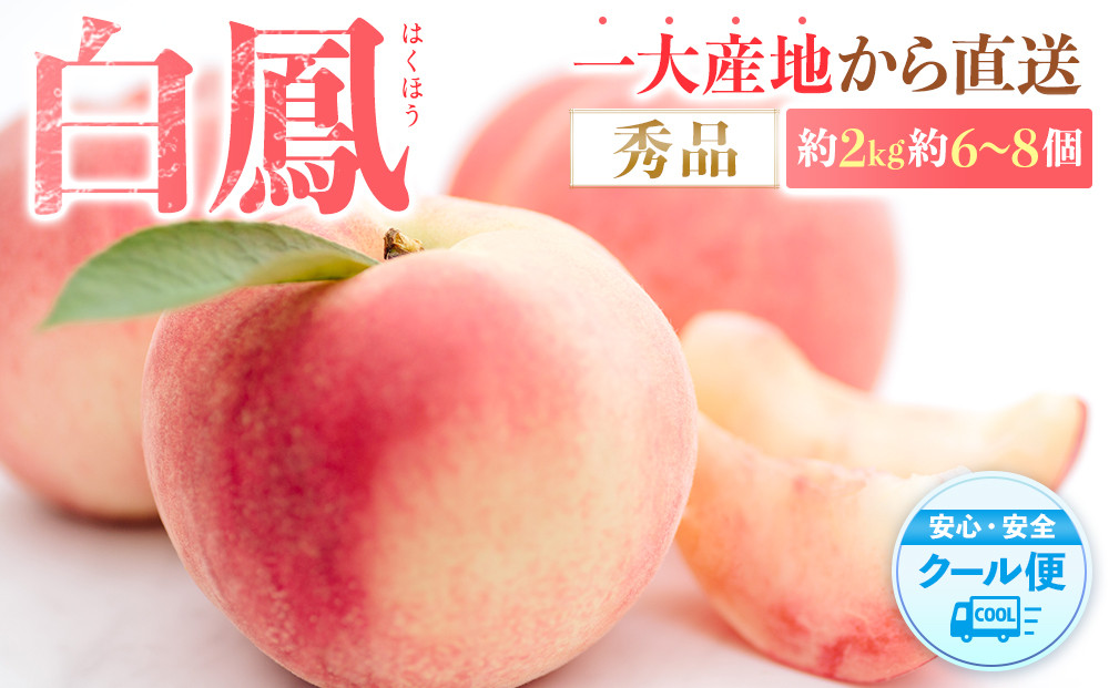先行販売！［モモ］ 白鳳　桃の王様！約2kg6～8個 ［2026年6月下旬頃より順次発送］［秀品］こだわり農家厳選 ［KG12］