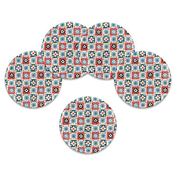 タツクラフト 友禅和紙コースター 5枚セット 花入り格子 【Tk342】