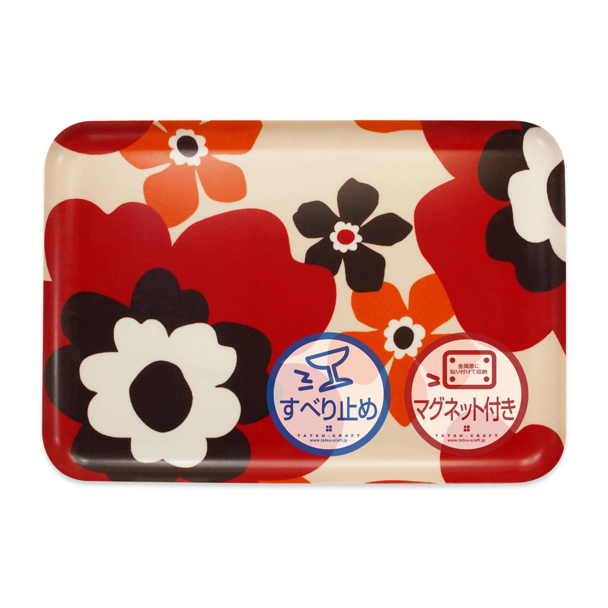 TATSU-CRAFT マグネットトレー L 39cm フフラ SR サンシャインレッド すべり止め付き ［Tk1121］