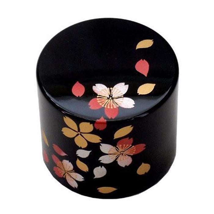 紀州漆器 文鎮 ペーパーウェイト 丸型 黒 桜【YG170】
