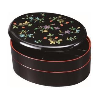 9.5寸 小判重箱 オードブル 黒 花の小道【YG169】