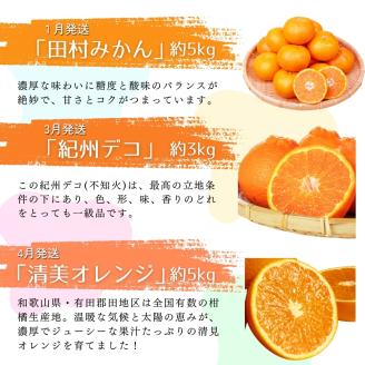【全6回定期便】旬のフルーツ定期便 【田村みかん / 紀州デコ(不知火) / 清見オレンジ / 小玉スイカ / 桃 / ゆら早生みかん】 ～和歌山の旬をお届け～ / みかん ミカン 温州みかん 有田み【tkb314】