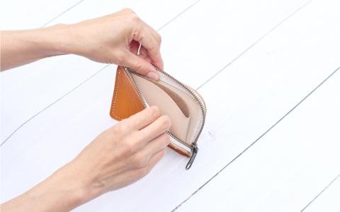 【ハンドメイド】鹿革で作ったシンプルデザインのL字ミニウォレット ハンドメイド 手作り かばん カバン【yco003】