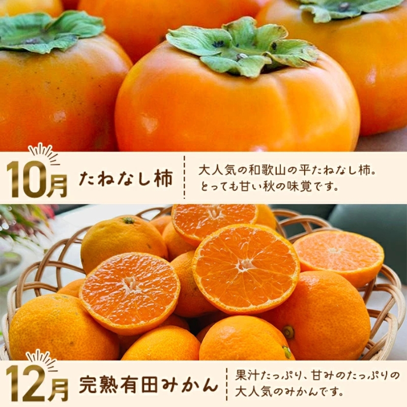 わかやま 旬の フルーツ 定期便【S】 全4回 / 有田みかん まりひめ いちご 桃 柿 ※北海道・沖縄・離島への配送不可【ard-tkb910】