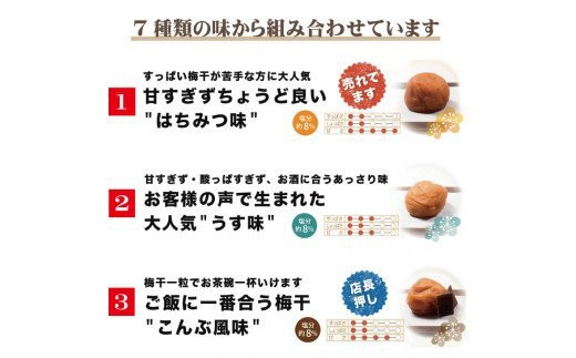 【贈答用】紀州南高梅 食べ比べセット 500g×2　（はちみつ・しそ風味）【inm900-1B】