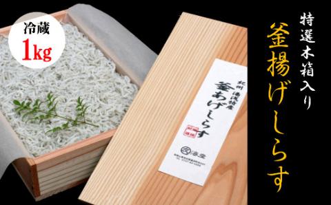 特上茹でたて釜揚げしらす　木箱入り1kg【冷蔵】無添加・無着色 / しらす シラス 釜揚げ 冷蔵【mar109】