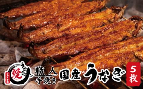 国産うなぎ 蒲焼 備長炭 炭火焼き 紀州職人焼 手焼き 大サイズ５枚(合計約750g)薬味付【北山グルメ市場】【miw105】
